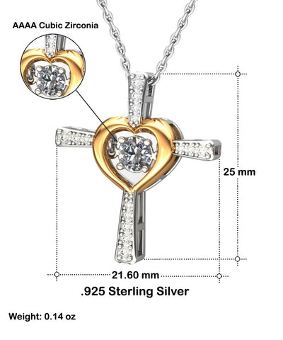 Halskette mit Botschaftskarte | Geschenk für Tochter | Kreuz mit Zirkonia & Geschenkbox