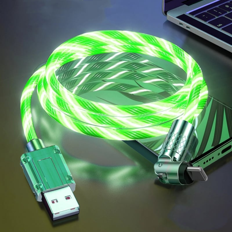 Schnellladekabel mit LED-Lichteffekt | 540° drehbarer Stecker | USB Kabel mit Schnellladung