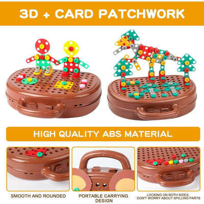 Montessori Bau-Bohr-Set für Kinder | 2D & 3D Kreativspiel | Lernspielzeug zur Förderung von STEM-Fähigkeiten