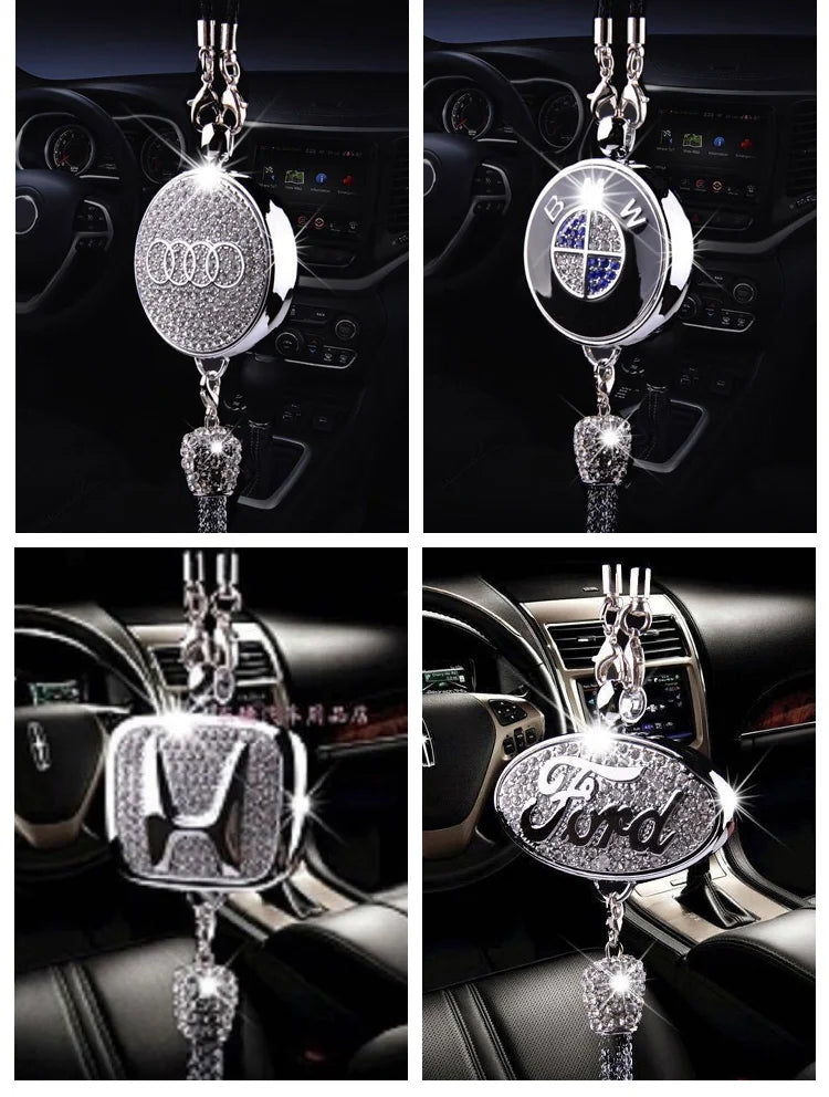 Auto-Logo Parfüm-Anhänger | Kristall & Zinklegierung | Funkelnde Dekoration & Geschenkidee