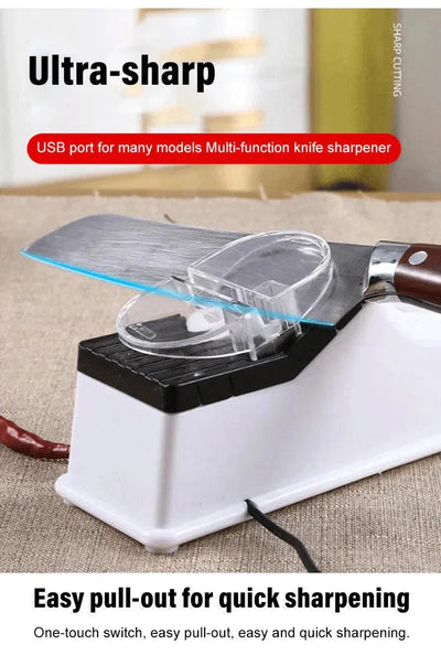 1+1 Gratis | Elektrischer Messerschleifer | Doppelseitig | USB-Aufladung | 5-Sekunden Schärfen
