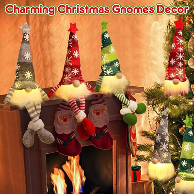 Weihnachtswichtel mit LED Licht | Handgefertigte Dekofigur | Nordisches Design