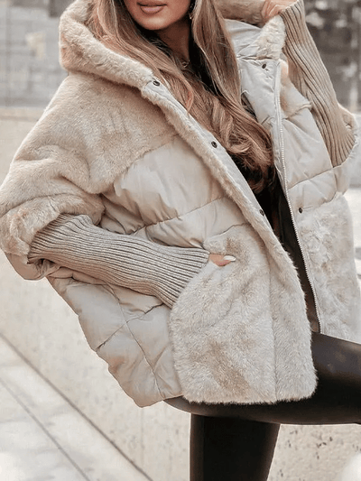 Damen Winterjacke | Lockerer Schnitt | Gefütterte Steppjacke mit Fell-Details