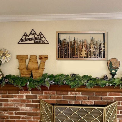 Wanddeko Waldszene mit Fuchs | 7-lagige Lasercut Holzkunst | Baltische Birke