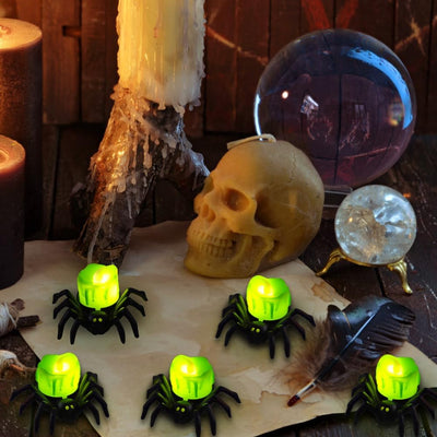 Halloween LED Kürbislampe mit Spinne | Warmweißes Licht | Batteriebetrieben & Sicher | Deko für Innen & Außen