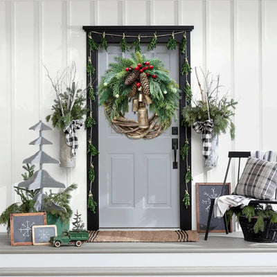 Boho Weihnachtskranz mit Glocken | Tür- & Wanddekoration | Handgefertigt