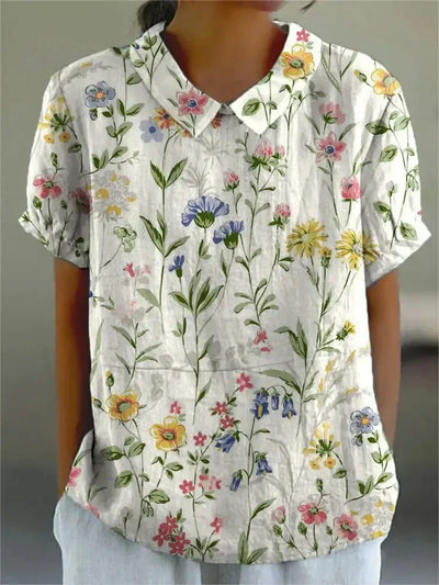 Damen Vintage Blumenmuster Bluse | Lässig