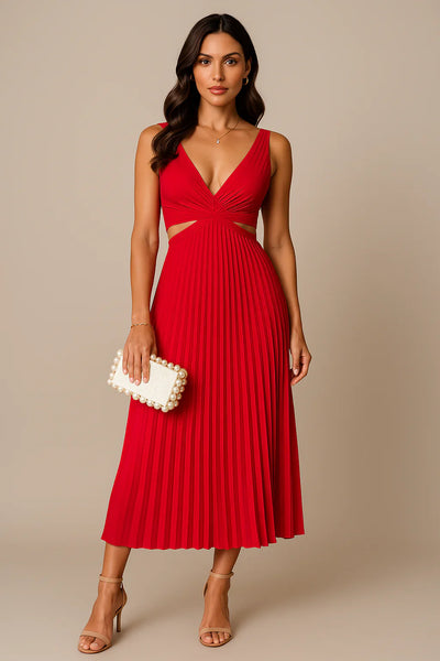 Elegantes Plissee Abendkleid Für Damen | Midi