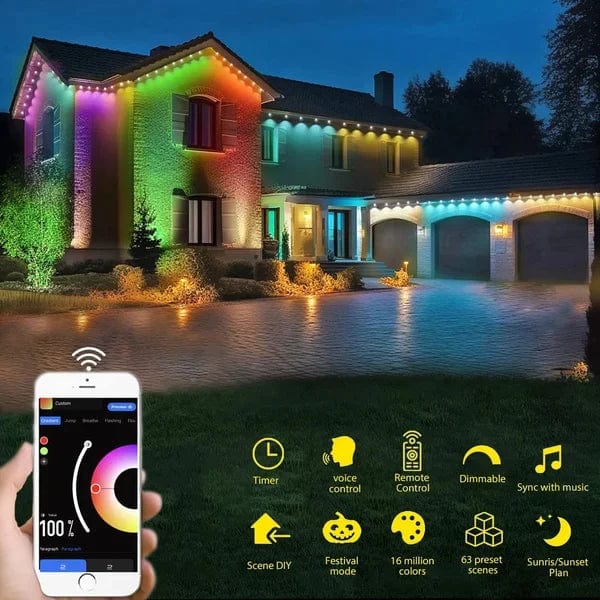 Smart LED Außenbeleuchtung | Dauerhafte Outdoor Lichtleiste | WLAN & Bluetooth Steuerung | IP65 Wasserdicht