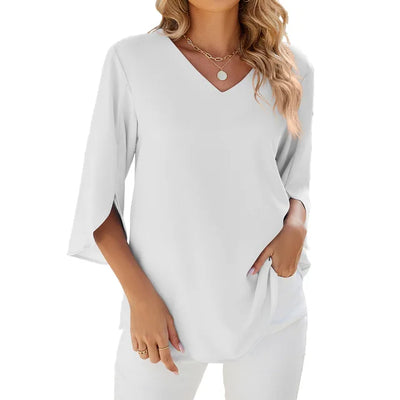 Damen 3/4 Ärmel V Ausschnitt Sommerbluse | Bequem