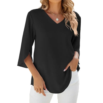 Damen 3/4 Ärmel V Ausschnitt Sommerbluse | Bequem