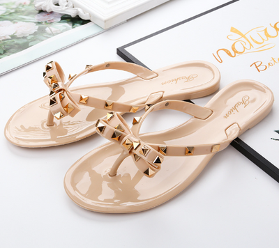 WW Nieten-Schleifenknoten Flip-Flops Sandalen