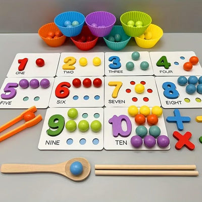 Mathematik Lernspielzeug Set | Bunte Holzperlen | Vorschule & Kindergarten