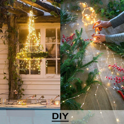 LED Lichterkette | Flexibler Kupferdraht | Warmweiß | IP65 Wasserdicht | USB-Betrieb
