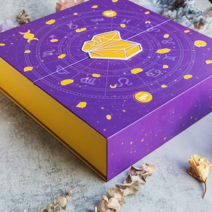 Halloween Kristall Countdown Box | 31 Nächte voller Magie & Energie | Adventskalender mit Heilsteinen & Dekofigur – Reiki Crystal Halloween Countdown Box