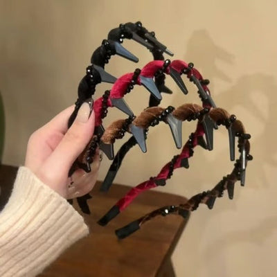 Vintage Wellen Haarreif | Mit Perlenverzierung & Volumeneffekt | Rutschfest & Druckfrei | Retro Eleganz