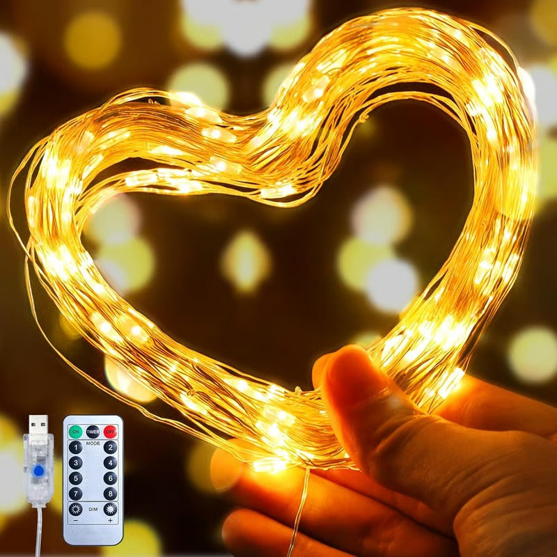 LED Lichterkette | Flexibler Kupferdraht | Warmweiß | IP65 Wasserdicht | USB-Betrieb