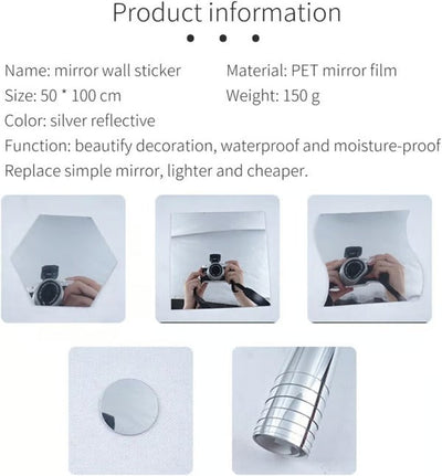 Spiegel Folien Set | Flexible PET Spiegelfliesen | Selbstklebend, Bruchsicher & Leicht