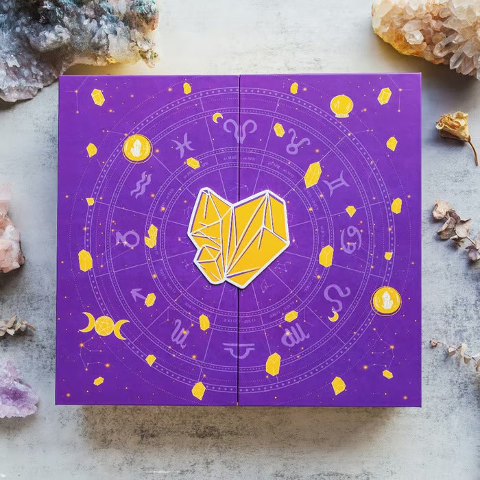 Halloween Kristall Countdown Box | 31 Nächte voller Magie & Energie | Adventskalender mit Heilsteinen & Dekofigur – Reiki Crystal Halloween Countdown Box