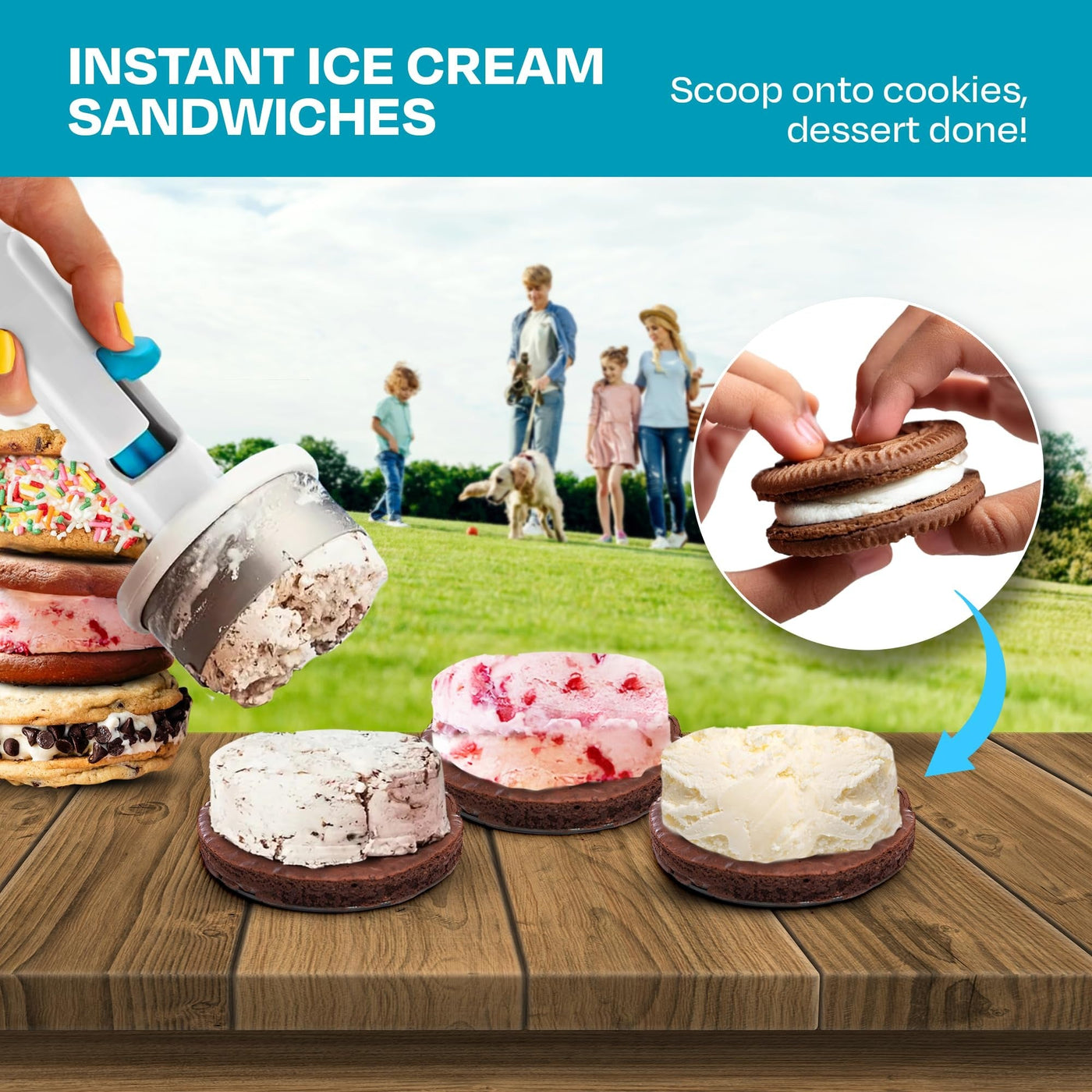 Eiscreme Sandwich Maker | Portionierer für runde Eisscheiben | ½ Cup Servings | Spülmaschinenfest