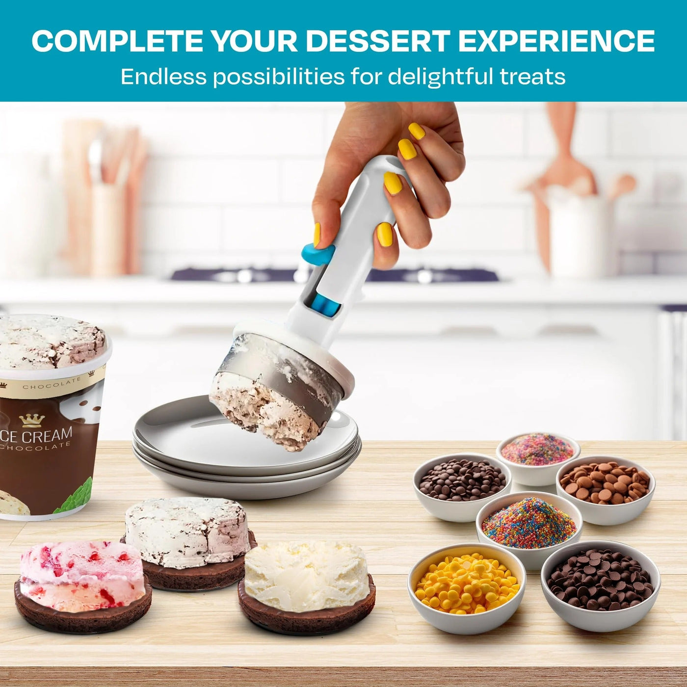 Eiscreme Sandwich Maker | Portionierer für runde Eisscheiben | ½ Cup Servings | Spülmaschinenfest