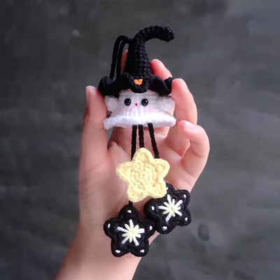 Halloween Häkelset  Geist mit Hexenhut | Komplett-Set für Anfänger & Profis | Garn, Haken & Zubehör