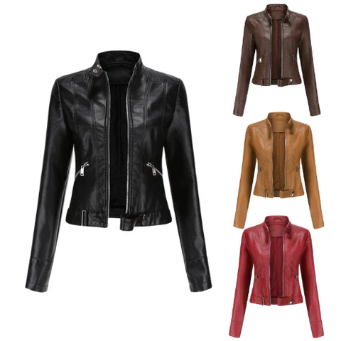 Damen Lederjacke | Modernes Design mit Reißverschluss & Taschen | Bequeme Passform | Sydney™
