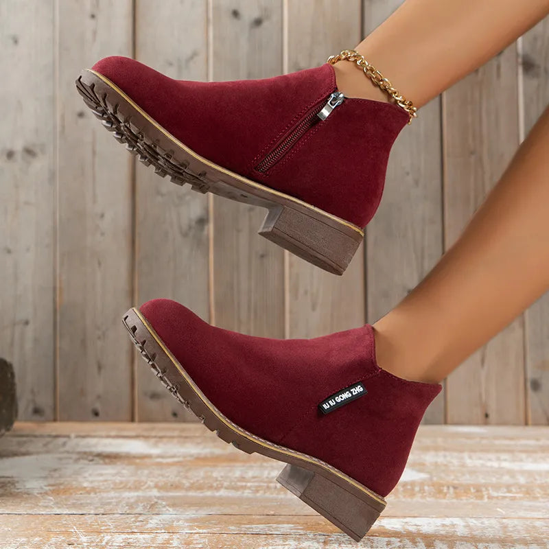 Damen Stiefeletten | Dicke Rutschfeste Sohle | Gepolsterte Innensohle | Alltag & Freizeit