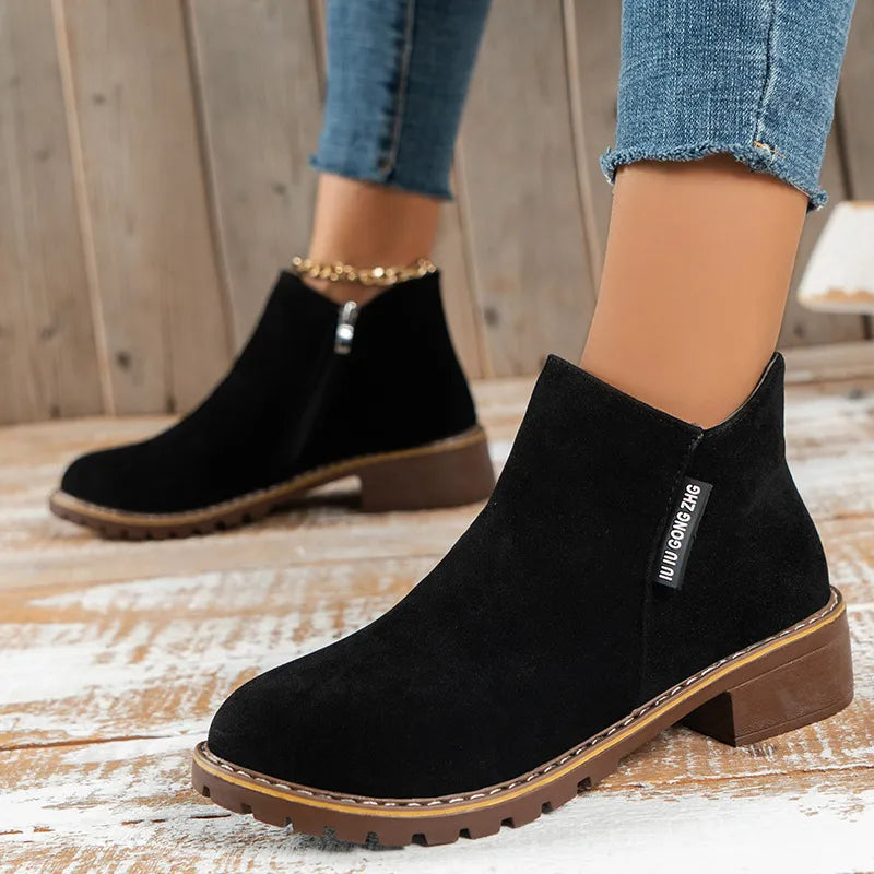 Damen Stiefeletten | Dicke Rutschfeste Sohle | Gepolsterte Innensohle | Alltag & Freizeit