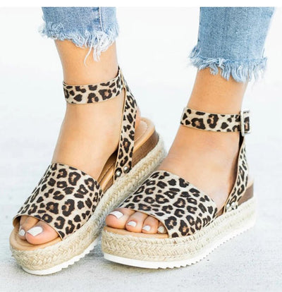 Damen Keil Plateau Sandalen | Offene Zehe