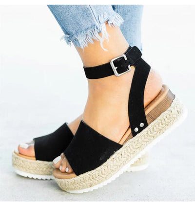 Damen Keil Plateau Sandalen | Offene Zehe