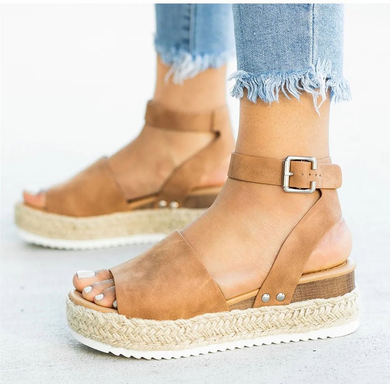 Damen Keil Plateau Sandalen | Offene Zehe