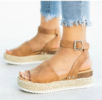 Damen Keil Plateau Sandalen | Offene Zehe