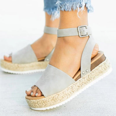 Damen Keil Plateau Sandalen | Offene Zehe