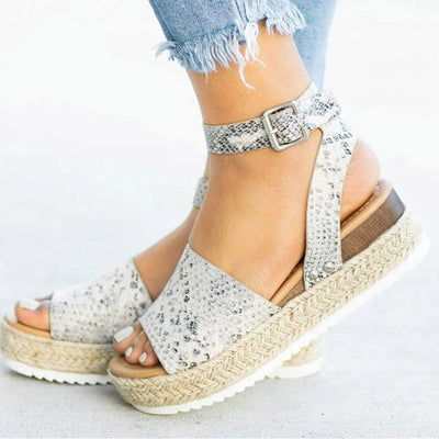 Damen Keil Plateau Sandalen | Offene Zehe