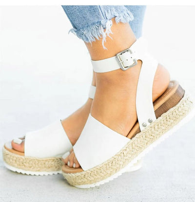 Damen Keil Plateau Sandalen | Offene Zehe