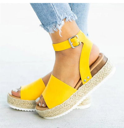 Damen Keil Plateau Sandalen | Offene Zehe