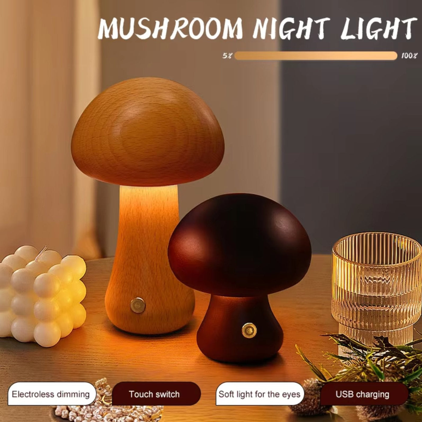 MushGlow™ | Wärme und Atmosphäre in einem schönen Holzdesign.