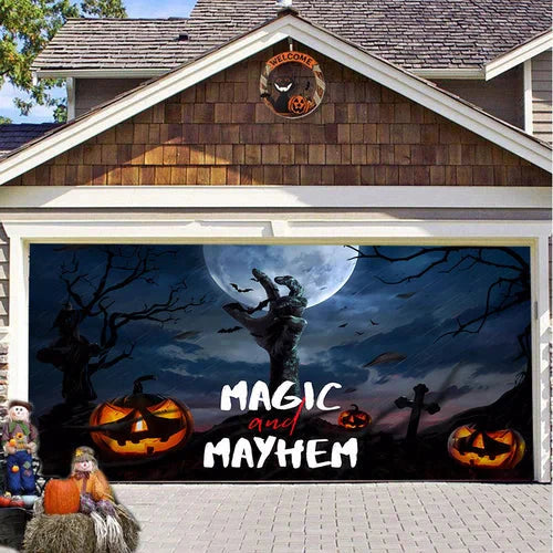 Halloween Garagentor Dekoration | Wetterfest | Langlebiges Polyester | Verschiedene Größen