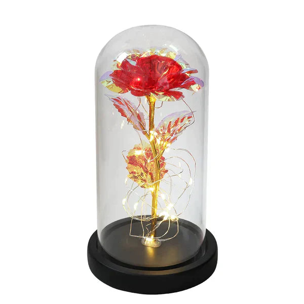 Galaxie für immer Rose Lampe | Ewige Rose im Glasdom | LED Deko Lampe | Symbol für Liebe & Zeitlose Schönheit
