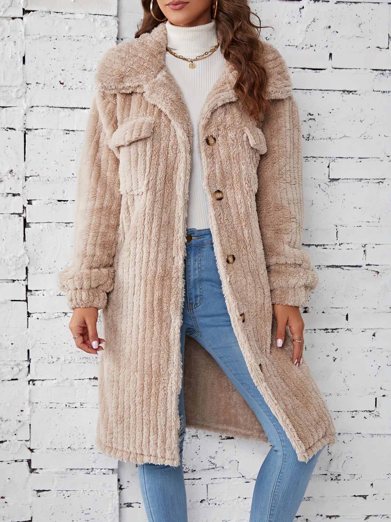 Liesa | Mühelos kuscheliger mittellanger Fuzzy-Mantel mit Knopfleiste Oberbekleidung