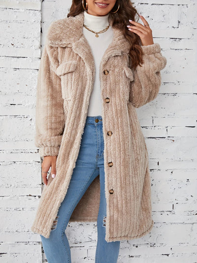 Liesa | Mühelos kuscheliger mittellanger Fuzzy-Mantel mit Knopfleiste Oberbekleidung