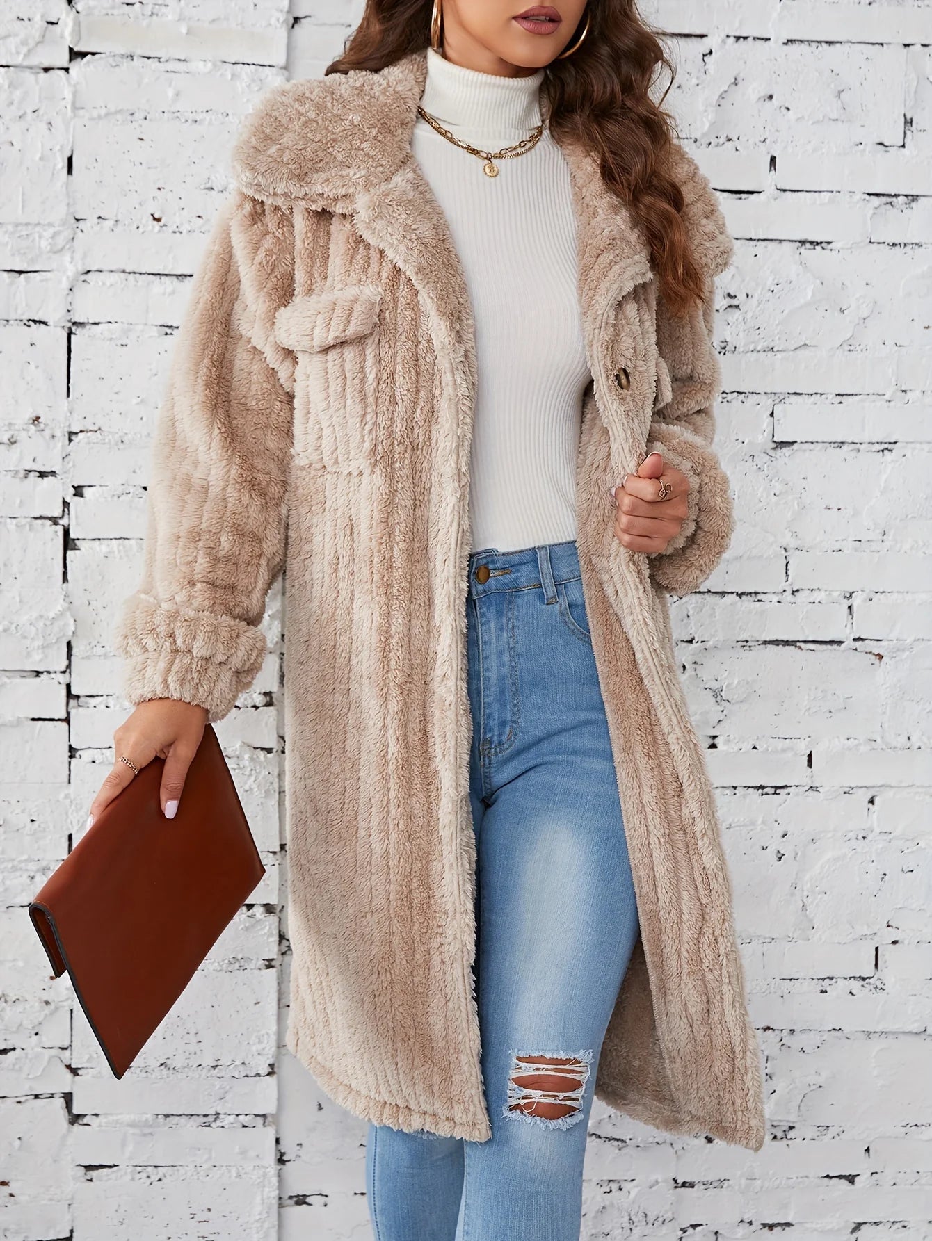 Liesa | Mühelos kuscheliger mittellanger Fuzzy-Mantel mit Knopfleiste Oberbekleidung