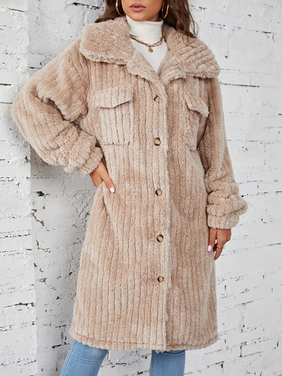 Liesa | Mühelos kuscheliger mittellanger Fuzzy-Mantel mit Knopfleiste Oberbekleidung