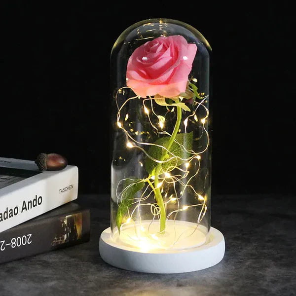 Galaxie für immer Rose Lampe | Ewige Rose im Glasdom | LED Deko Lampe | Symbol für Liebe & Zeitlose Schönheit