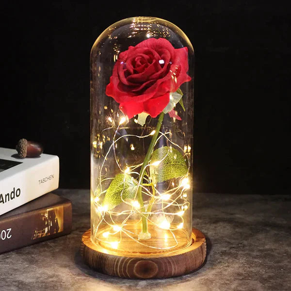Galaxie für immer Rose Lampe | Ewige Rose im Glasdom | LED Deko Lampe | Symbol für Liebe & Zeitlose Schönheit