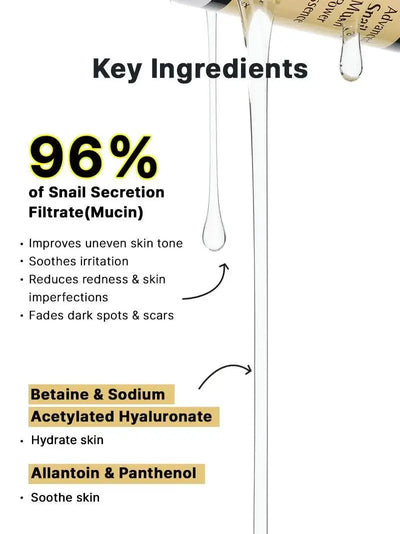 Gesichtsserum mit Schneckenschleim | 96,3 % Snail Mucin | Hautregeneration & Feuchtigkeit