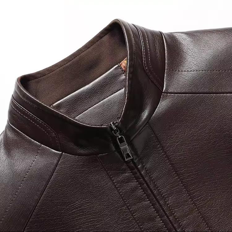 Herren Lederjacke | Echte Lederqualität | Mit Plüschfutter | Winddicht & Warm
