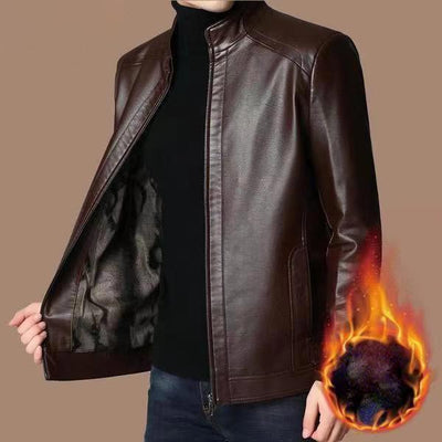 Herren Lederjacke | Echte Lederqualität | Mit Plüschfutter | Winddicht & Warm