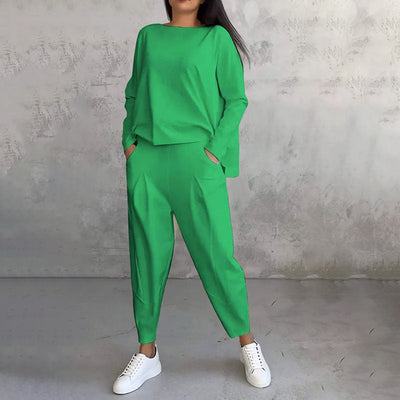 Ilse | Elegantes solides Design Zweiteiliger Freizeitanzug für Damen